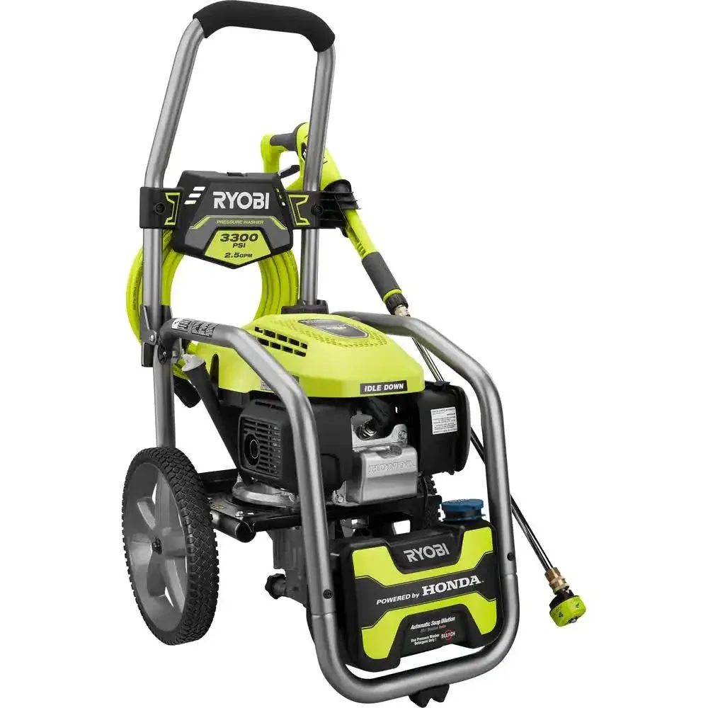 Ryobi RY803325 3300 PSI 2.5 GPM Cold Water GAS Pressure Washer with Honda GCV200 ...