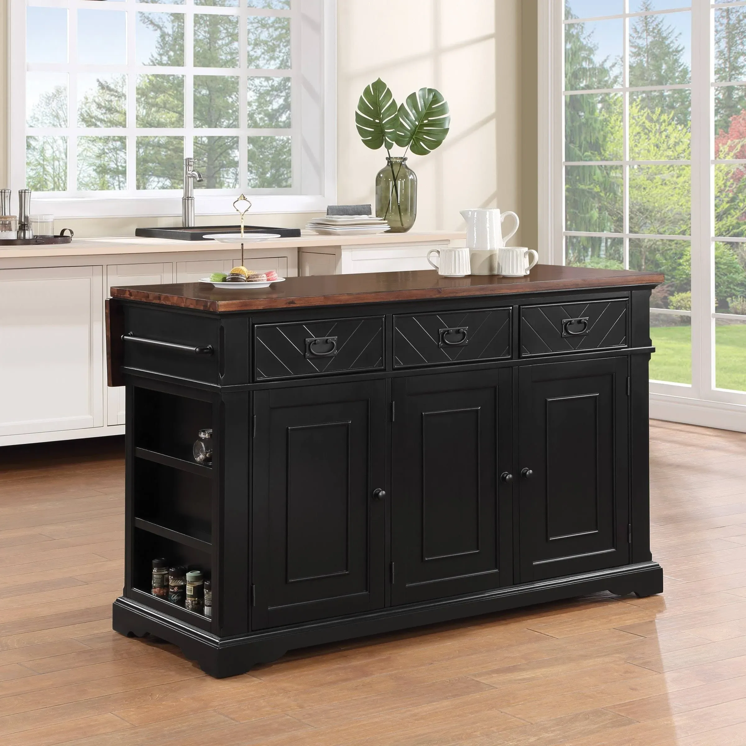 OSP Home Furnishings Palisade Kitchen Island, Black