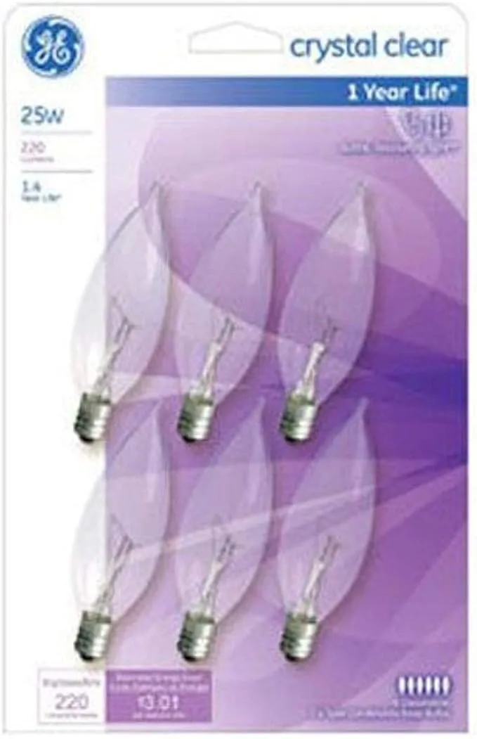 GE 6pk 25W Candle Bulb 75223