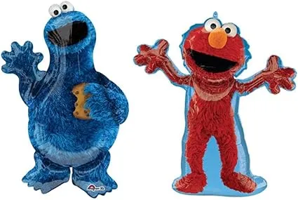 Set Of 2 Cookie Monster 35&#39;&#39; & Elmo 32&#39;&#39; Balloons W/ Free Shipping Birthday Party Decorations Sesame Street