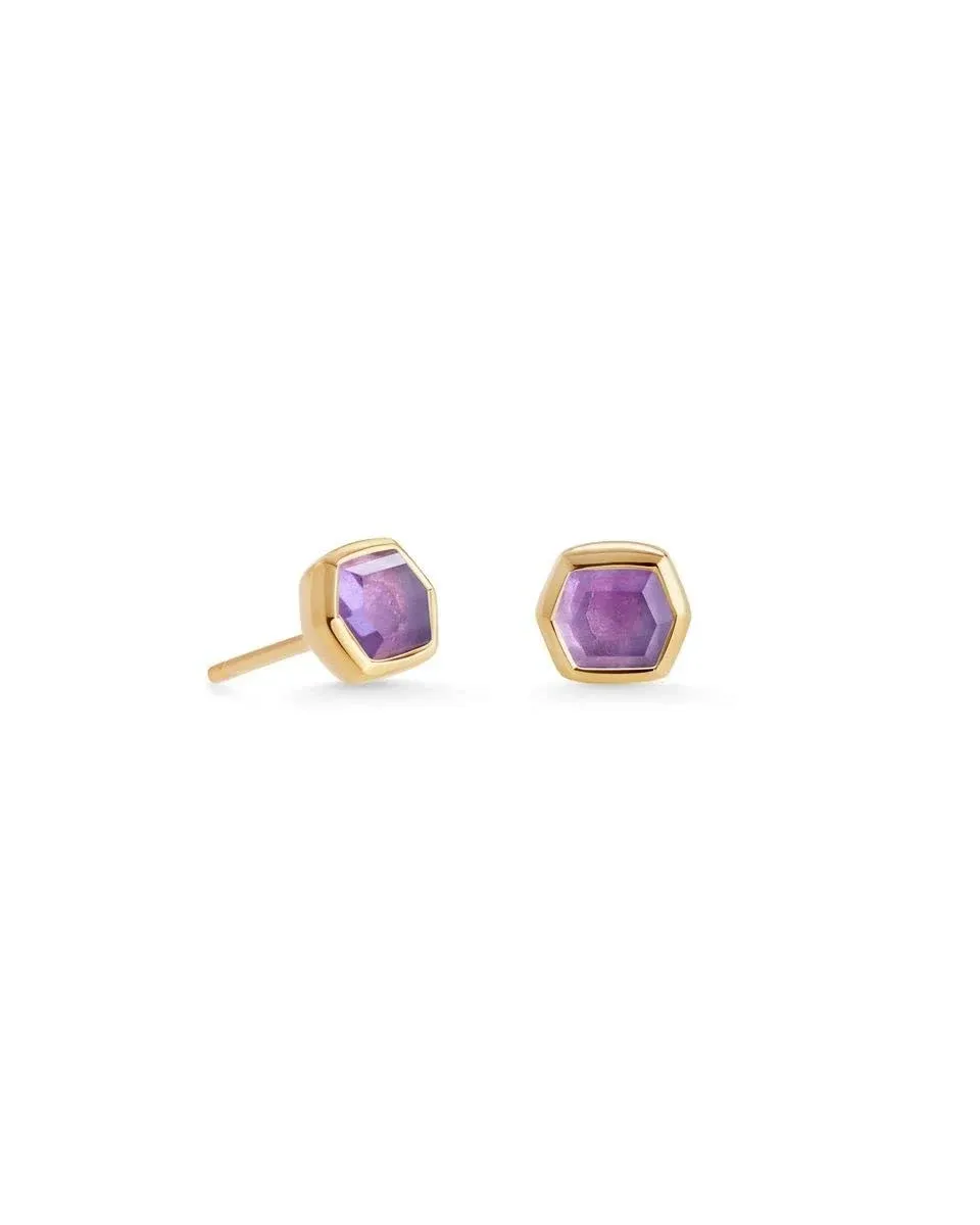 kendra scott 18k gold vermil amethyst studs (op:...