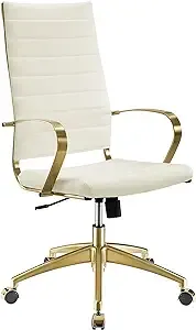 Modway Jive Gold Stainless Steel Highback Office Chair - White