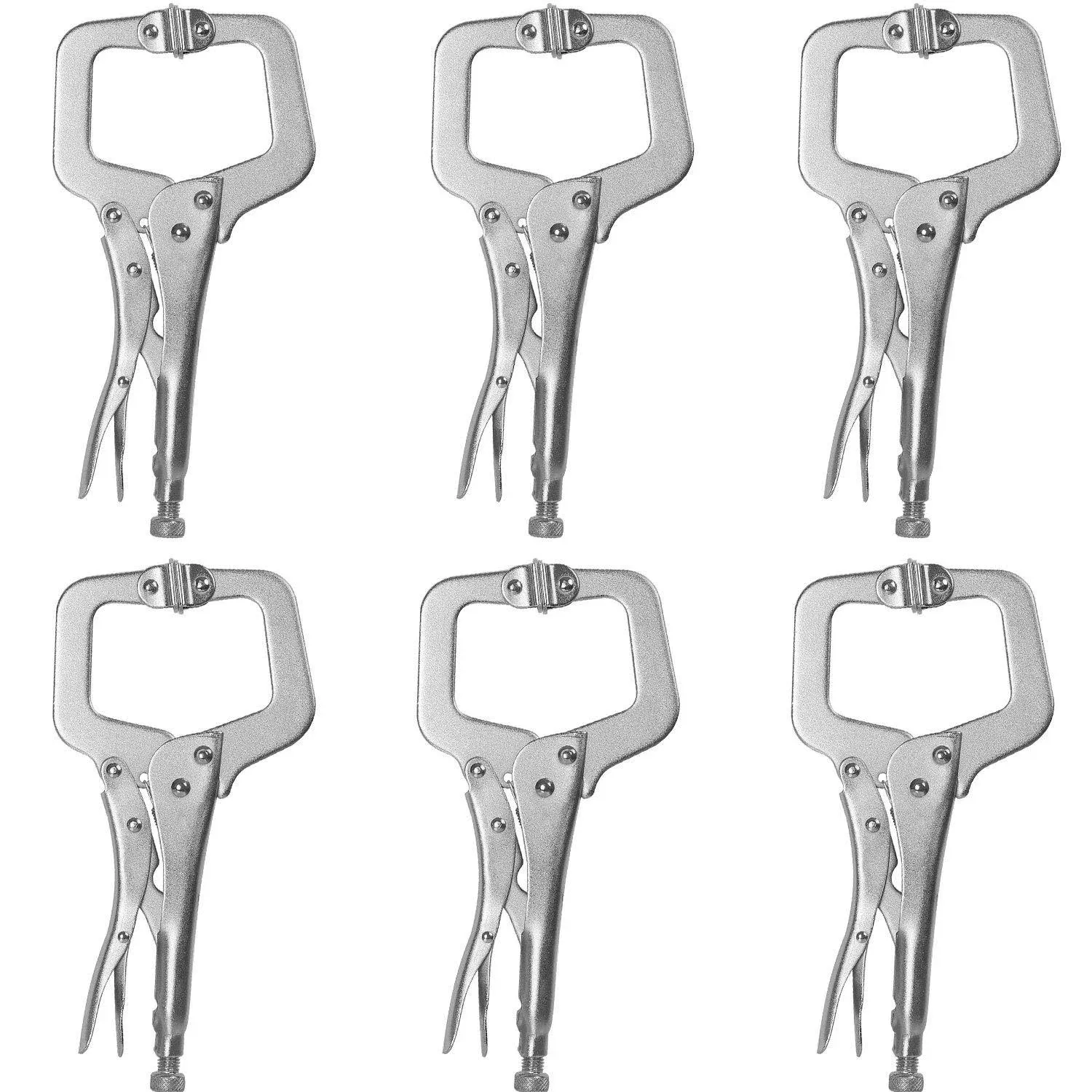 6 Pack 11 Inches C Clamp Locking Pliers with Swivel Pads Heavy-Duty Locking P...