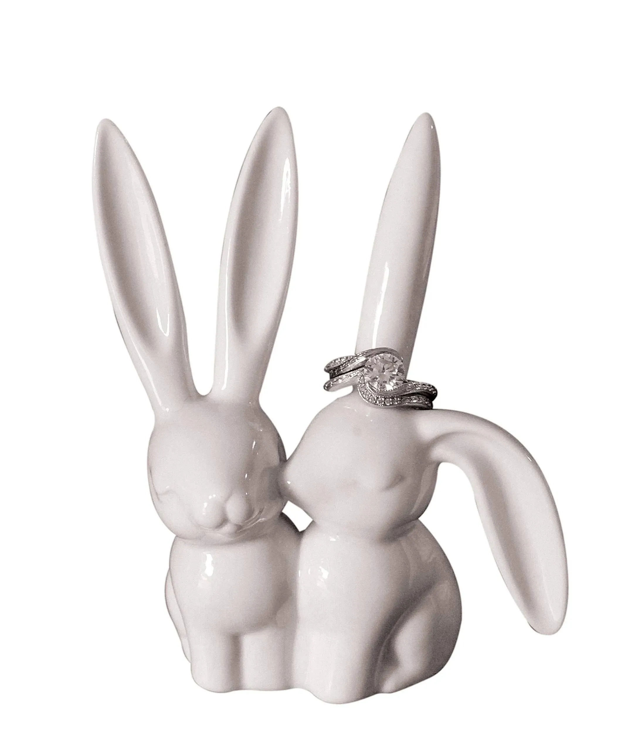 Creative Co-op Ceramic Bunny Rabbit Ring Holder