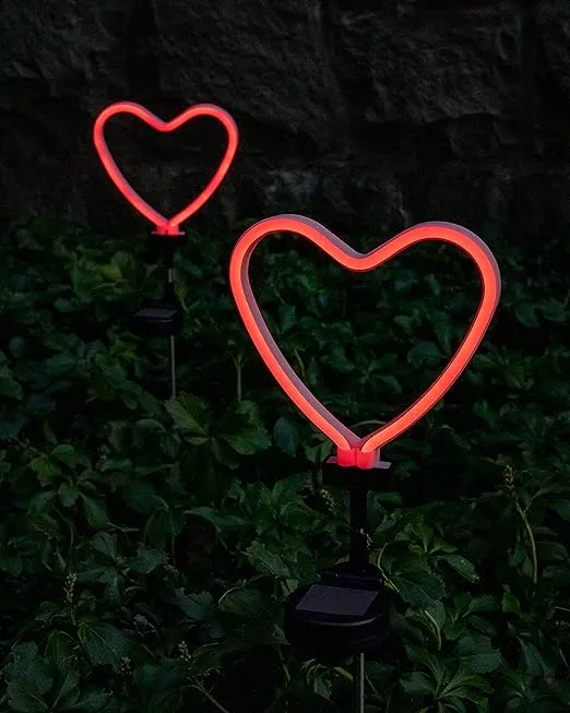 Solar LED Neon Outdoor Garden Décor Heart Stake Light