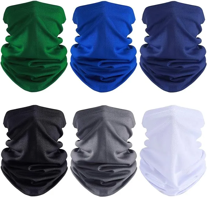 Geyoga 6 Pieces Summer Face Cover UV Protection Neck Gaiter Scarf Sunscreen Breathable Bandana