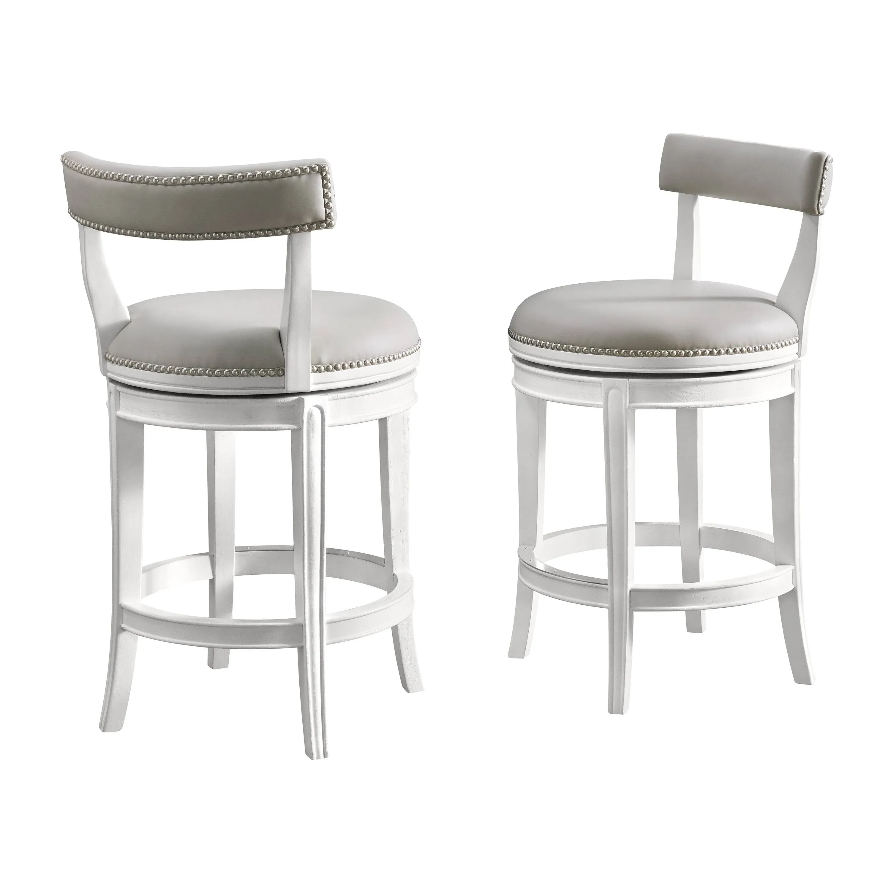 Alaterre Furniture Hanover Swivel Counter Height Bar Stool - White and Gray - Set ...