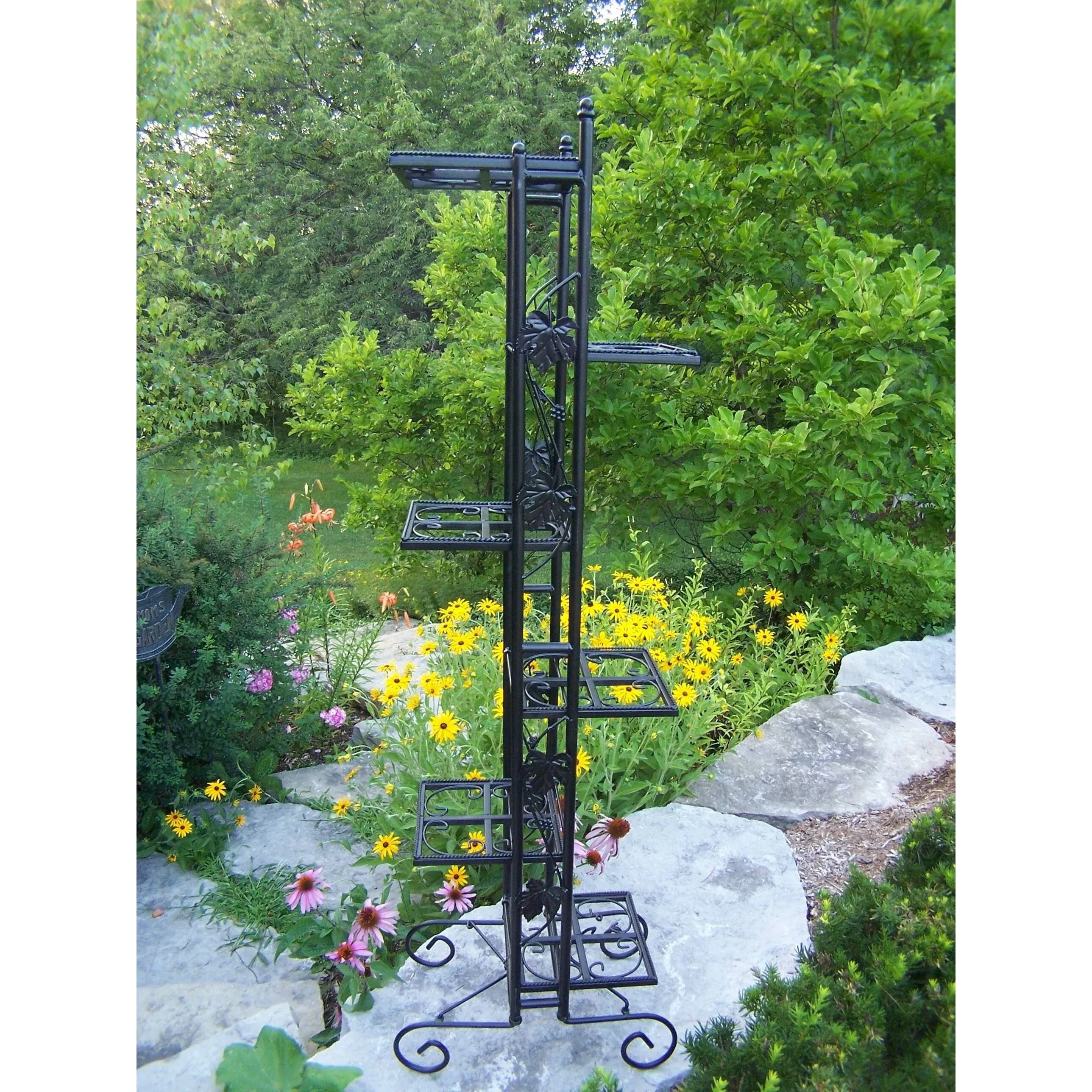 Oakland Living Corporation Black Wrought Iron 6-Level 65-inch Plant Stand