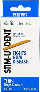 Stim U Dent Thin Picks 4 Packets of 40 Picks 160 ct (Pack of 6)