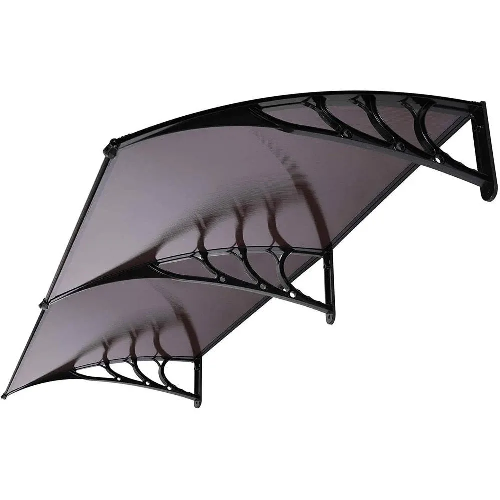 VIVOHOME Polycarbonate Window Door Awning Canopy Brown with Black Bracket 40 inch x 120 inch