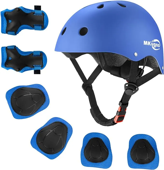 Kids Bike Helmet for Ages 2-14, Adjustable Safety Toddler Helmet with Protective Gear Set, Skateboard Scooter Helmets with Knee Elbow Pads Wrist Guards