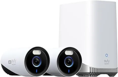 Recertified - Eufy Security eufyCam E330 (Professional) 2-Cam Kit, 4K Outdoor Security Camera System, 24/7 Recording, Plug-in, Wi-Fi NVR, Face Recogni