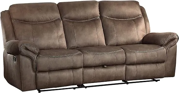 Lexicon Braelyn Fabric Double Reclining Sofa with Center Drop-Down Cup Holders, Receptacles, Hidden 