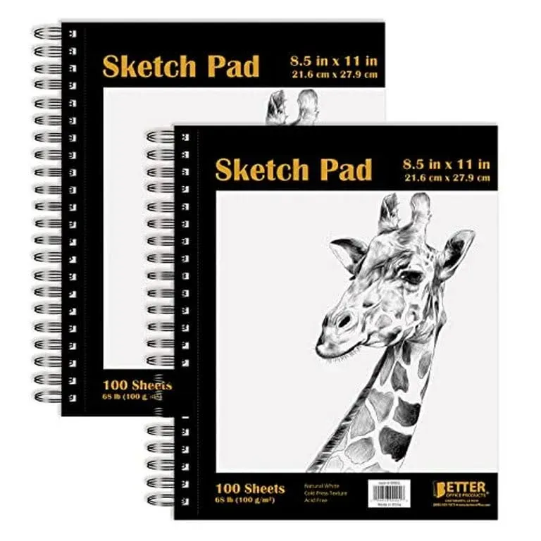 Better Office Products Sketch Paper Pads,  8.5" x 11", Premium Paper, 100 Sheets Per Pad (01303-2PK)