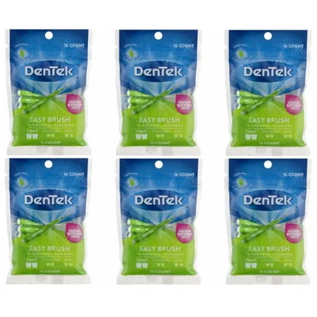 DenTek Easy Brush Dental Cleaners, Standard, 16 Count (Pack of 6)