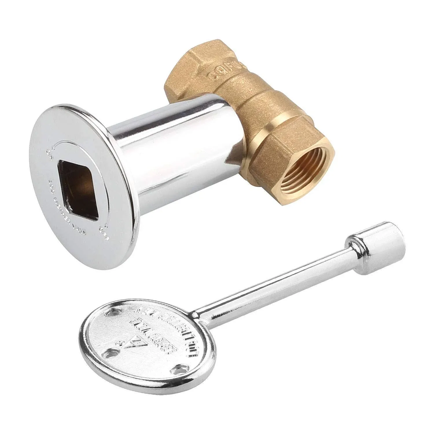 Gas Valve Kit Includes Brass Valve, Floor Plate and Key in Polished Chrome (dk3)