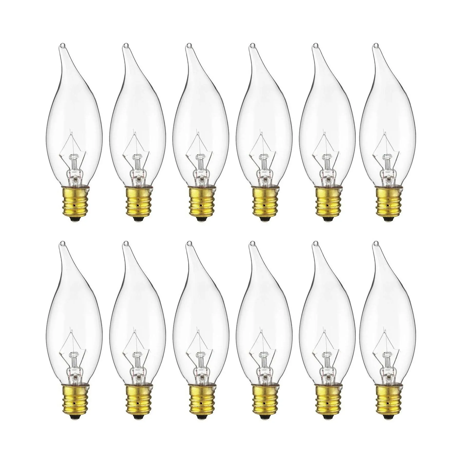 Sunlite Flame Tip Incandescent Petite Chandelier Light Bulb 15W