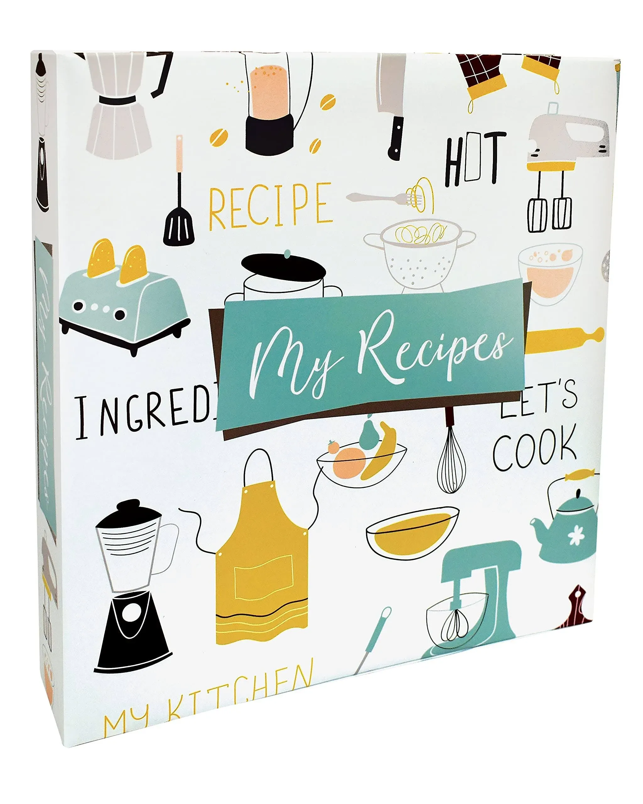 Better Kitchen Products Recipe Binder, Full Page 3 Ring Standard Binder Organizer Set (with 50 Page Protectors & 12 Category Divider Tabs) 11.5" x