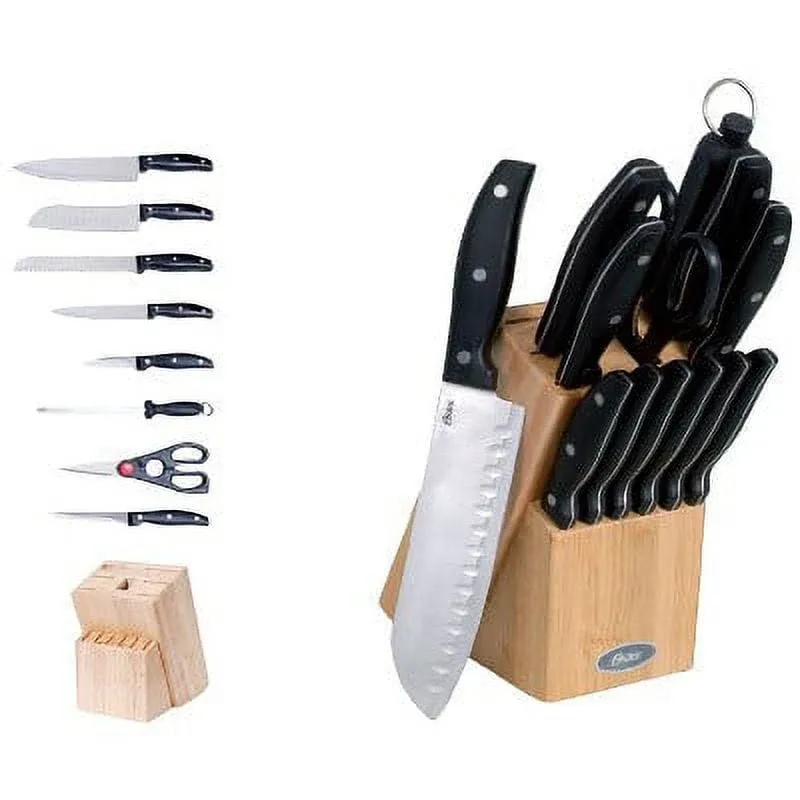 Oster 69529.14 Granger Cutlery Set, Wood Block, 14-Piece, Black