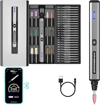 Electric Cordless Rotary Tool, Engraving Pen with 36 Bits, Aluminum Case, Blueto