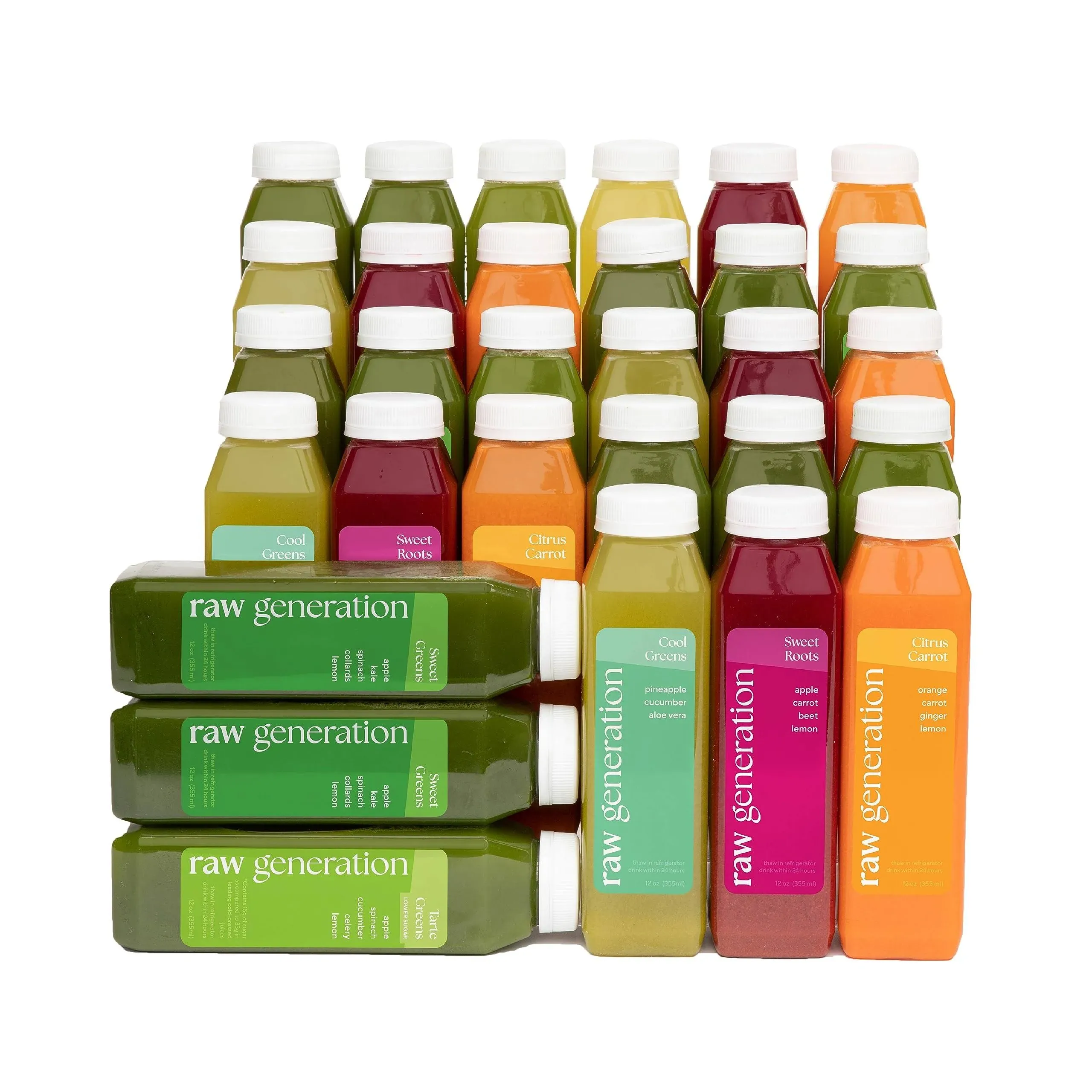 Raw Generation Cold Pressed Juice Variety Pack (Best Sellers Pack) - 100% Plant Based Juice Delivered to Your Door - Boost Your Immune System, Increase Your Energy (30 pack)