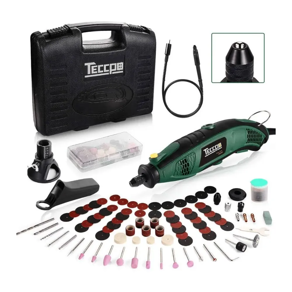 Rotary Tool TECCPO Professional 8,000-35,000RP<wbr/>M, Universal Keyless Chuck, Flex s