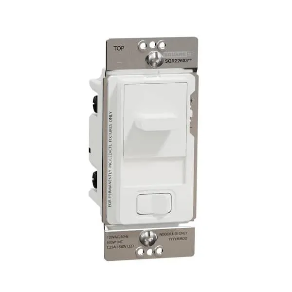 Square D by Schneider Electric Square D X Series 15 Amp Dimmer Light Switch Single-Pole/3-Way for LED, Halogen, Incandescent, and CFL Lighting, 500 Watt, Slider, Matte White