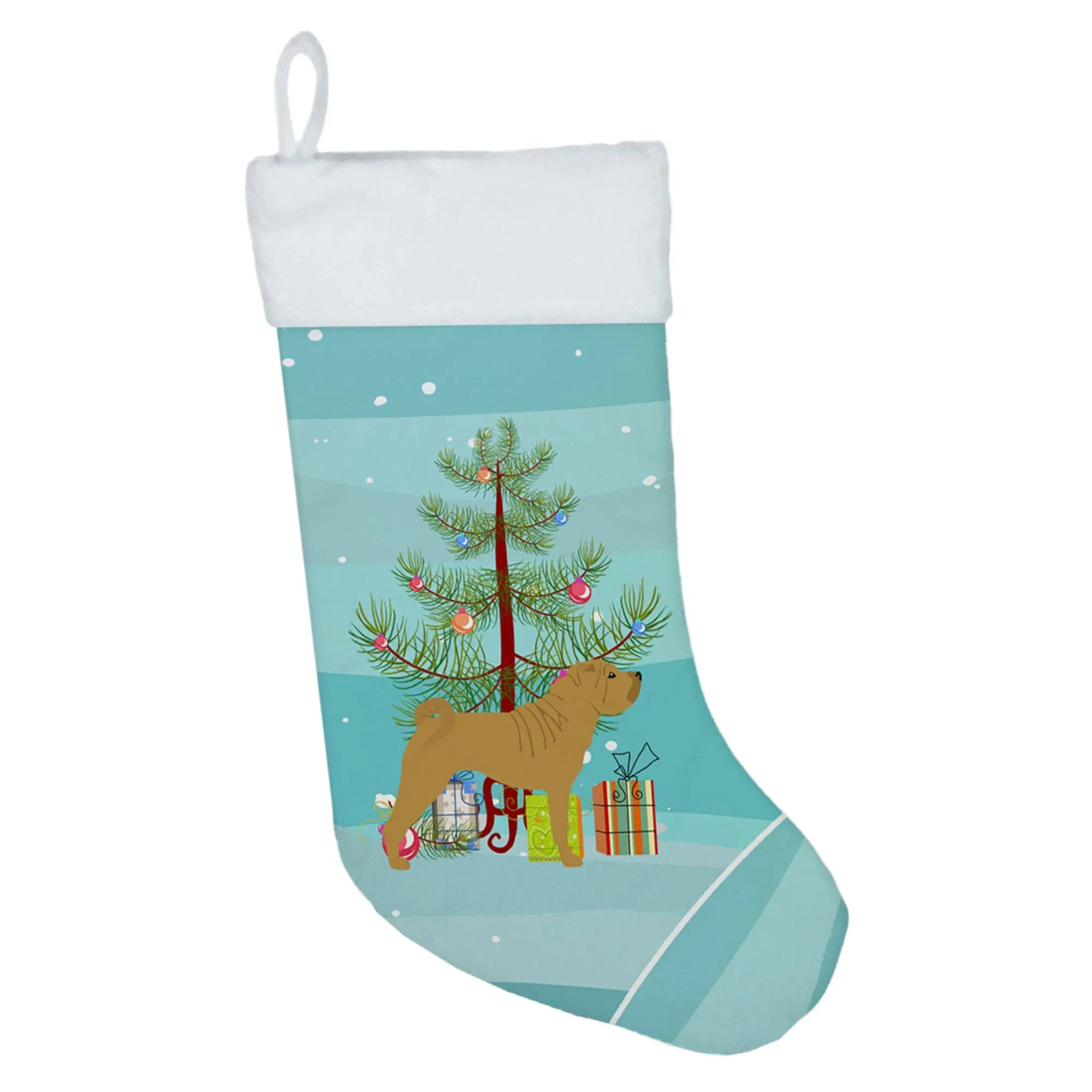 Caroline&apos;s Treasures Shar Pei Merry Christmas Tree Christmas Stocking