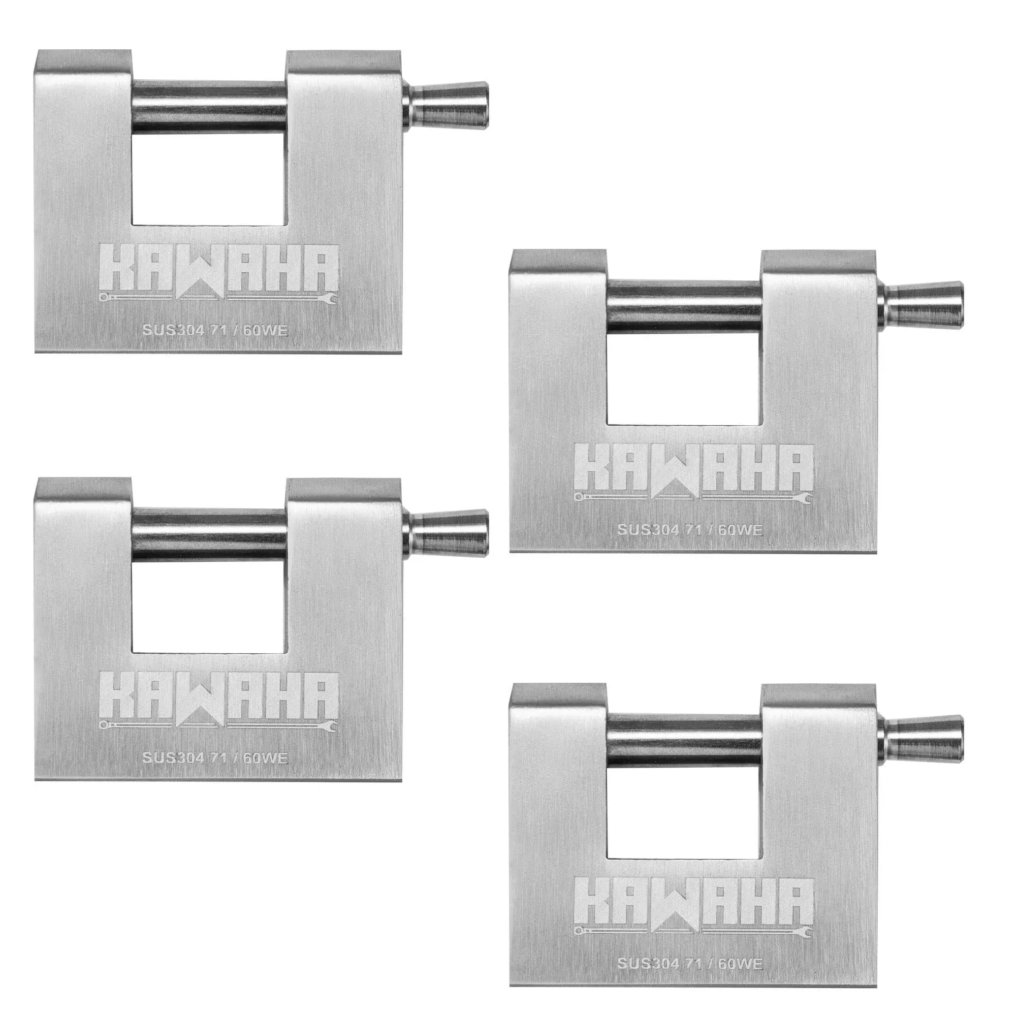 KAWAHA Stainless Steel D-Shaped Padlock with Key for Garage Door, Containers, Shed, Locker and Warehouse