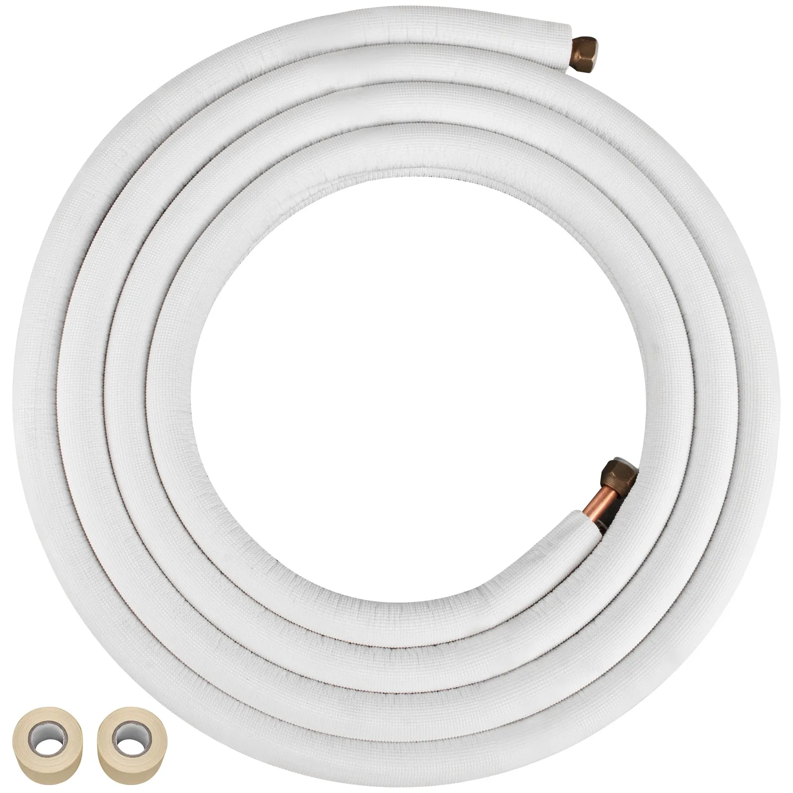 VEVOR Mini Split Copper Line Set 16Ft Length, 1/2In and 1/4In Od Copper Pipes For Mini Split Air Conditioner, Flared Copper Lines White, Mini Split Line Set For Heat Pump System Line Set For 12000-BTU