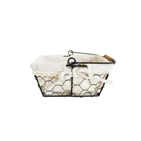 Wire Baskets with Liner Reusable Metal Food Storage Organizer Bin Basket for Kitchen Cabinet Pantry Laundry Closet Farmhouse Style