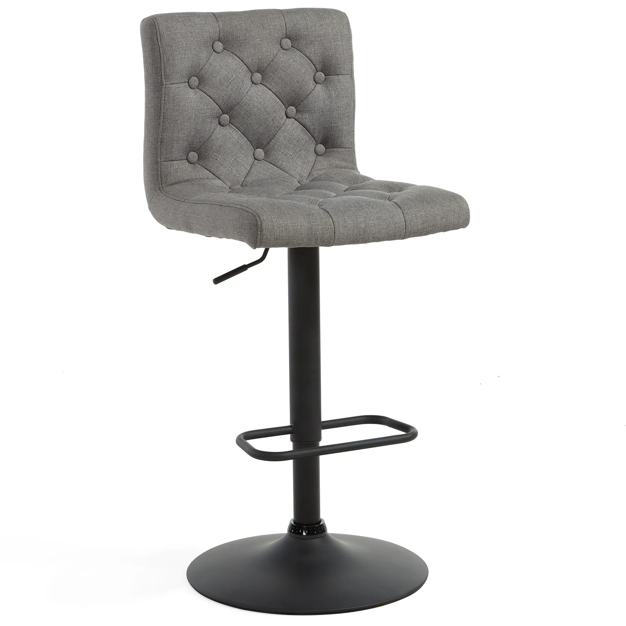 Worldwide Homefurnishings Set of 2 Grey 26-in H Adjustable height Upholstered Swivel Metal Bar Stool Back