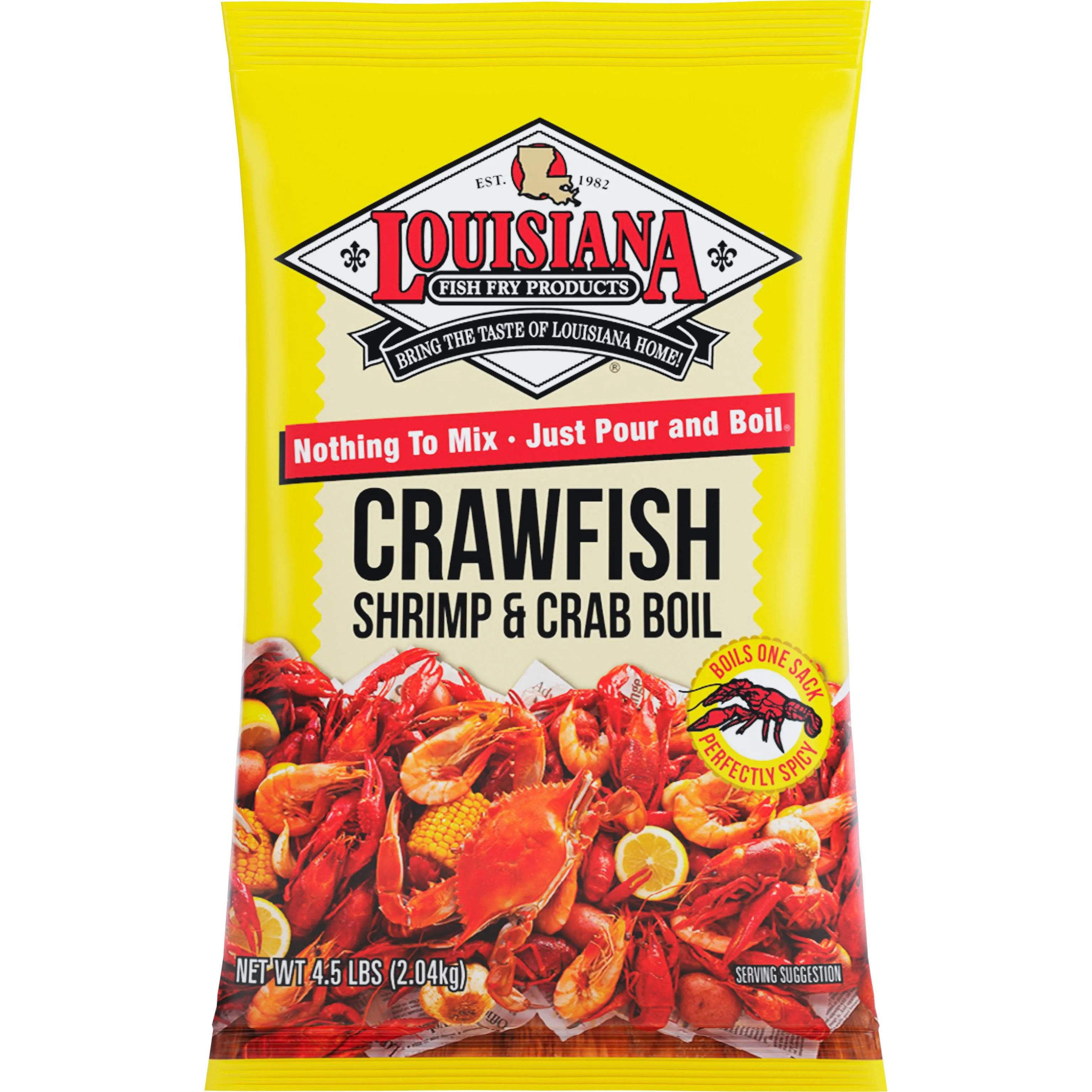 Louisiana Fish Fry Products Crawfish, Shrimp & Crab Boil Seasoning - Spicy & Delicious Seafood Powder Complete Seasoning - Low Salt Cajun Seasoning 16 oz (Pack of 4)