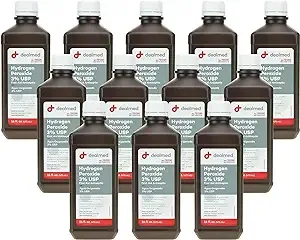 Dealmed Hydrogen Peroxide 3% USP | Made in USA | First Aid Antiseptic | 16 fl. oz. (12 Count)