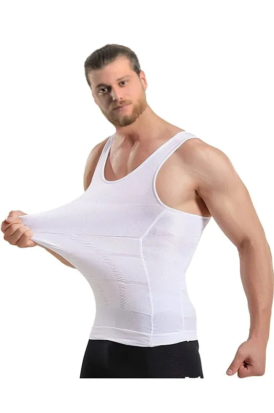 Mistirik Compression Shirts for Men - Mens Slimming Body Shaper Vest - Tight Tan