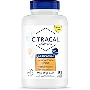 Citracal Slow Release 1200, 1200 mg Calcium Citrate and Calcium Carbonate Blend with 1000 IU Vitamin D3, Bone Health Supplement for Adults, Once Daily Caplets, 185 Count