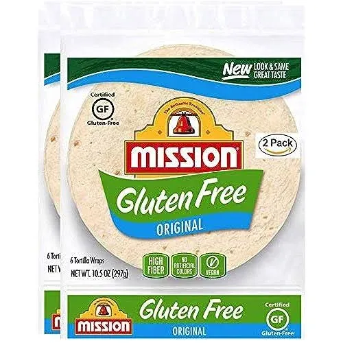 Mission Gluten Free 8 inch Tortilla Wraps, Trans Fat Free, High Fiber, 10.5 oz. 6 Count, Men's, Size: One Size