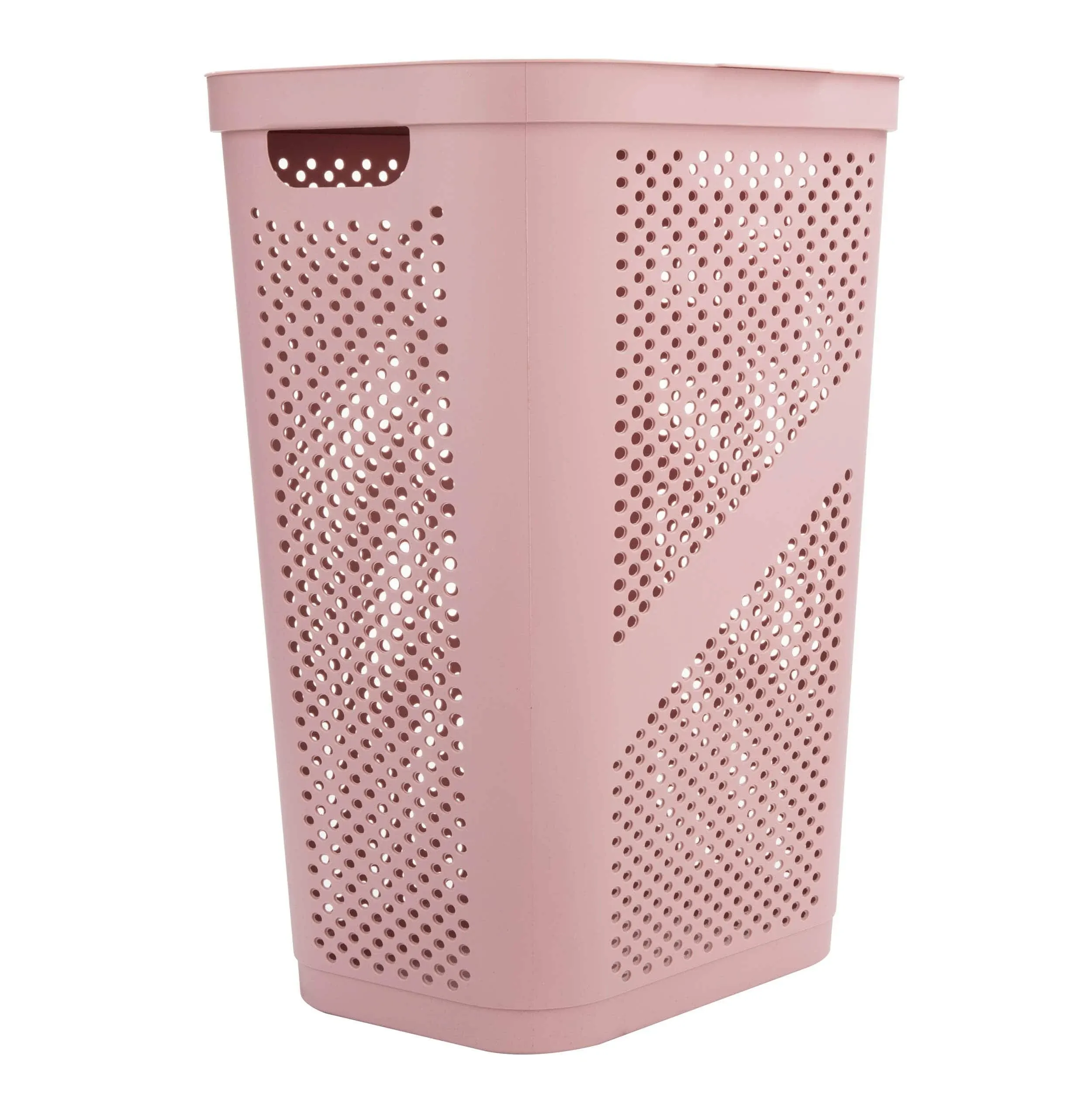 Mind Reader 60 Liter Hinged Lid Slim Laundry Hamper, Pink