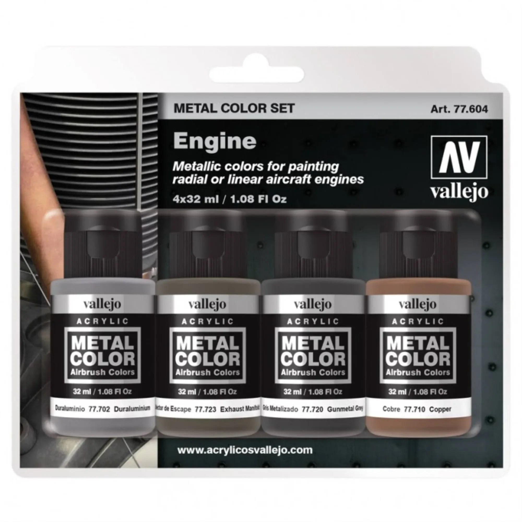 Acrylicos Vallejo Metal Color Engine Paint Set