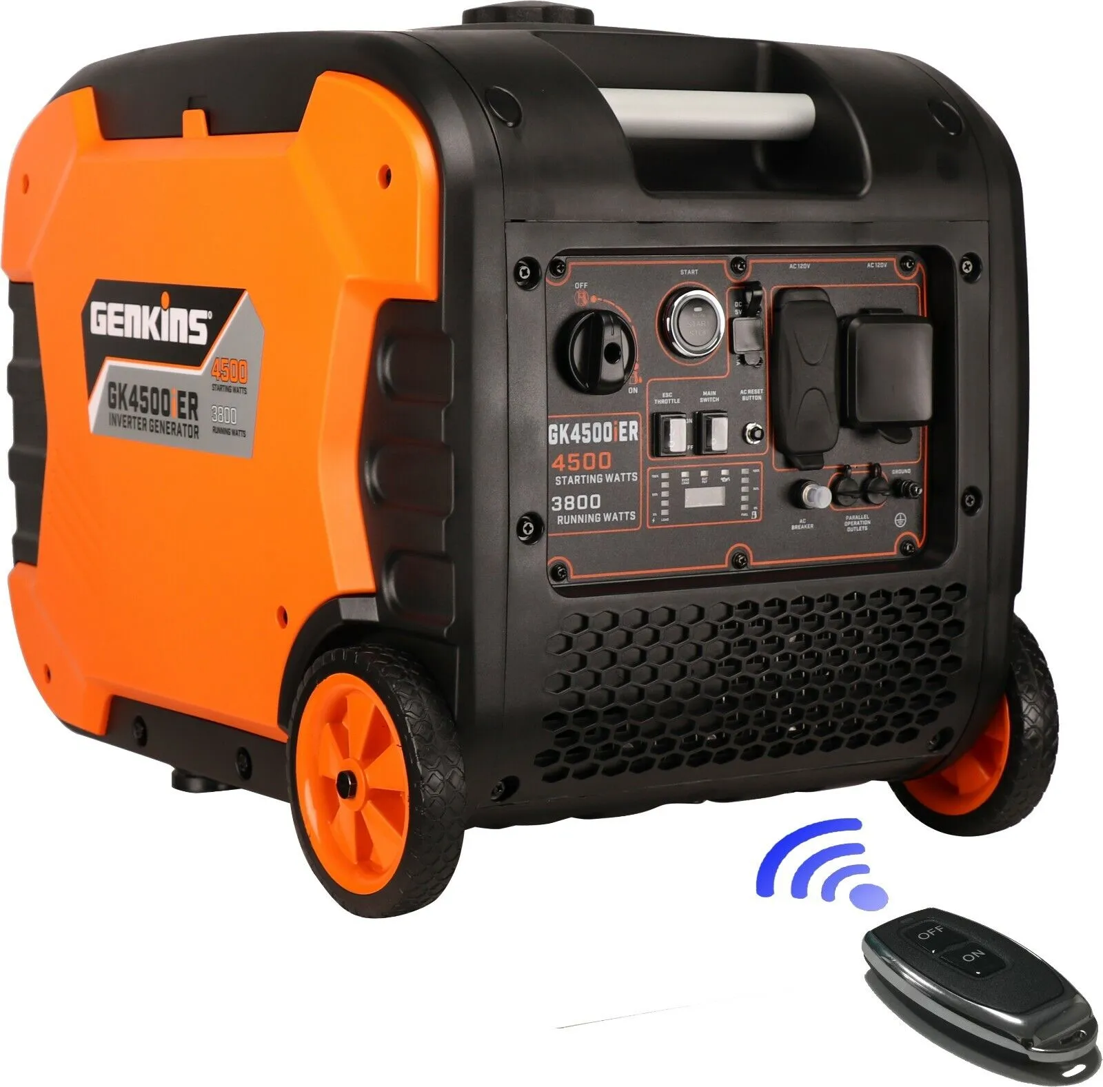 GENKINS 4500 Watt Portable Inverter Generator Electric Start + Remote Controller Ultra Quiet RV Ready Camper Friendly…