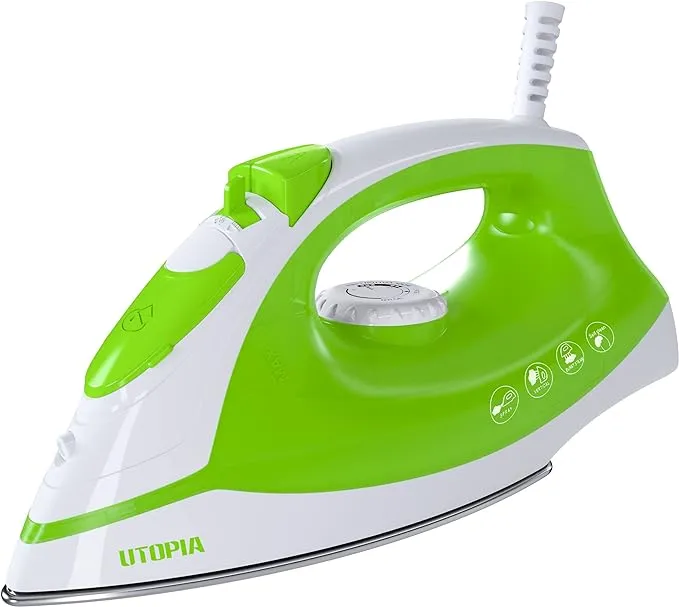 Utopia Home Steam Iron for Clothes With Non-Stick Soleplate - 1200W Clothes Iron With Adjustable Thermostat Control, Overheat Safety Protection & Variable Steam Control (Blue)