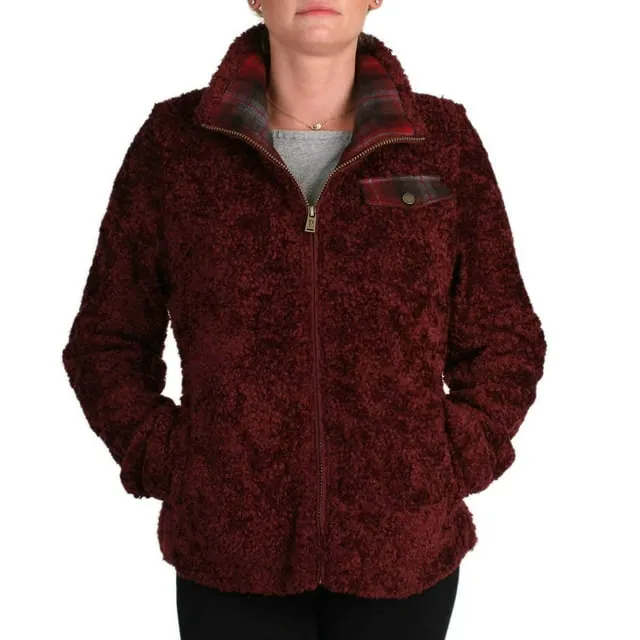 Pendleton Women&#039;s Full Zip Sherpa Jacket-Dark Red-Medium