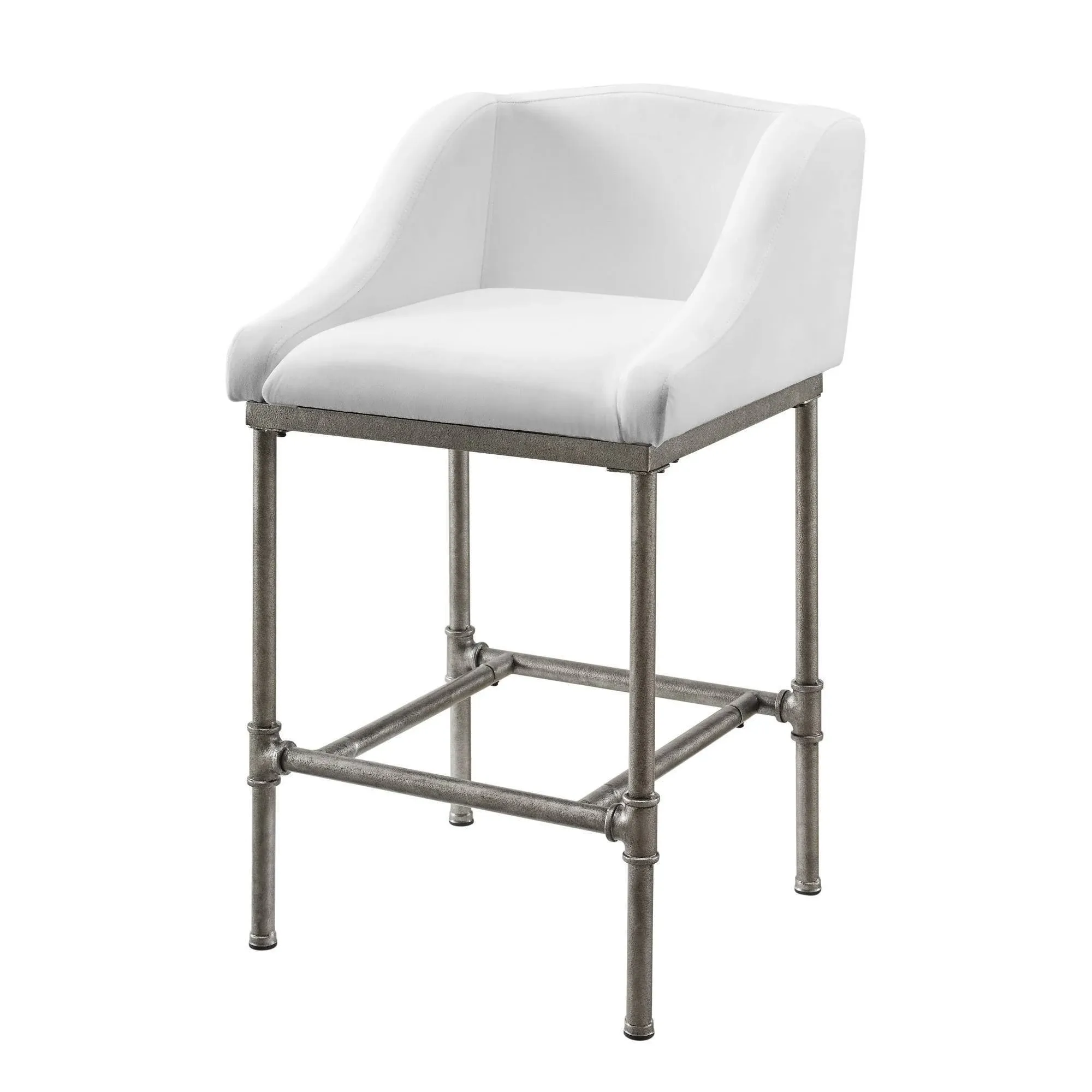 Hillsdale Furniture Dillon Metal Counter Height Stool, Textured Silver with White ...