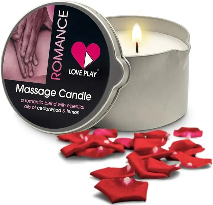 LOVE PLAY Massage Oil Candle for Home SPA - Vegan Moisturizing Body Oil Candle for Pure Relaxation - Hydrating Skin Care Massage Oils with Essential Oils (6.76oz)