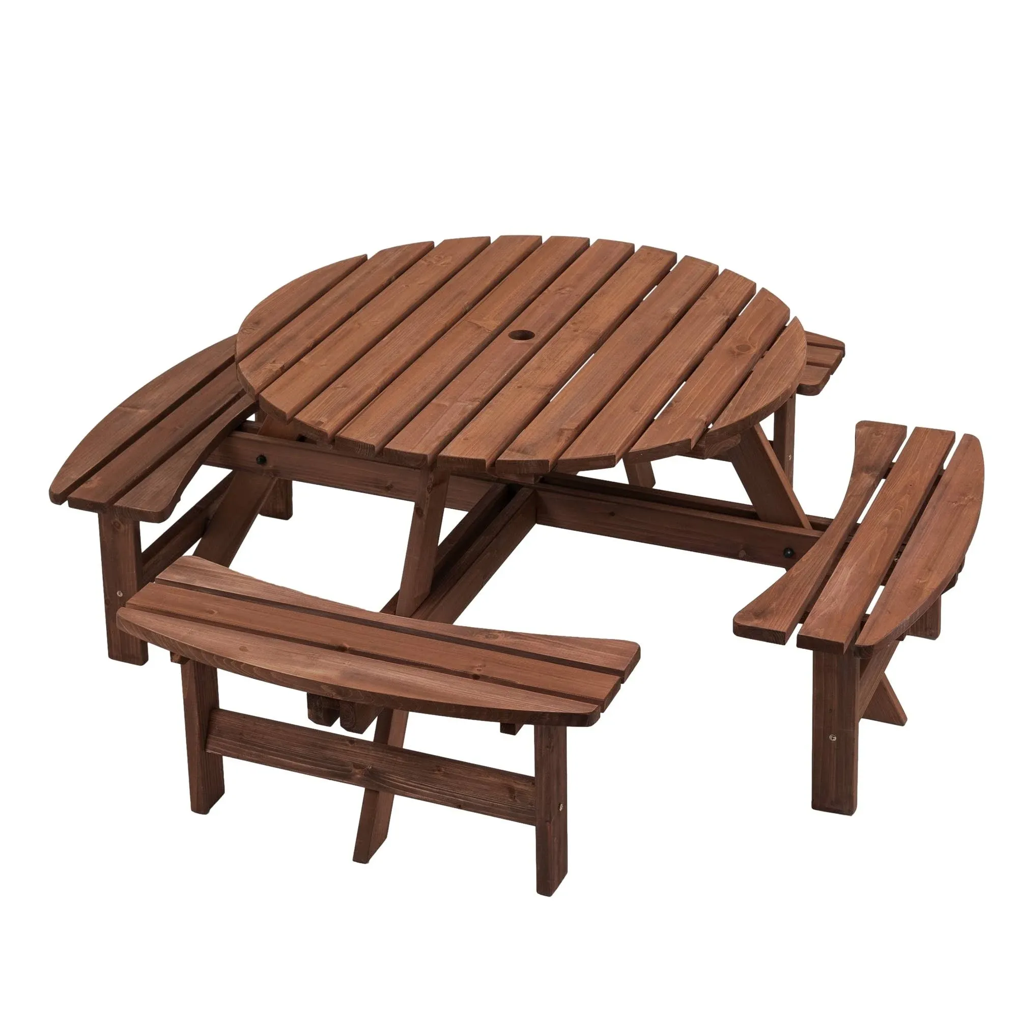 70.07 in. W Brown 8-Person Fir Wood Picnic Table