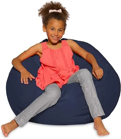 Posh Beanbags Bean Bag Chair, Large-38in, Solid Navy Blue