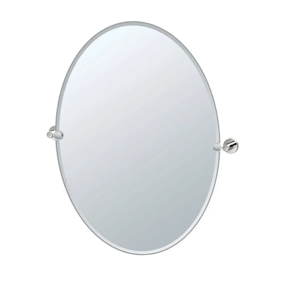 Gatco 4319LG Glam Frameless Oval Mirror, 32 inch, Polished Nickel