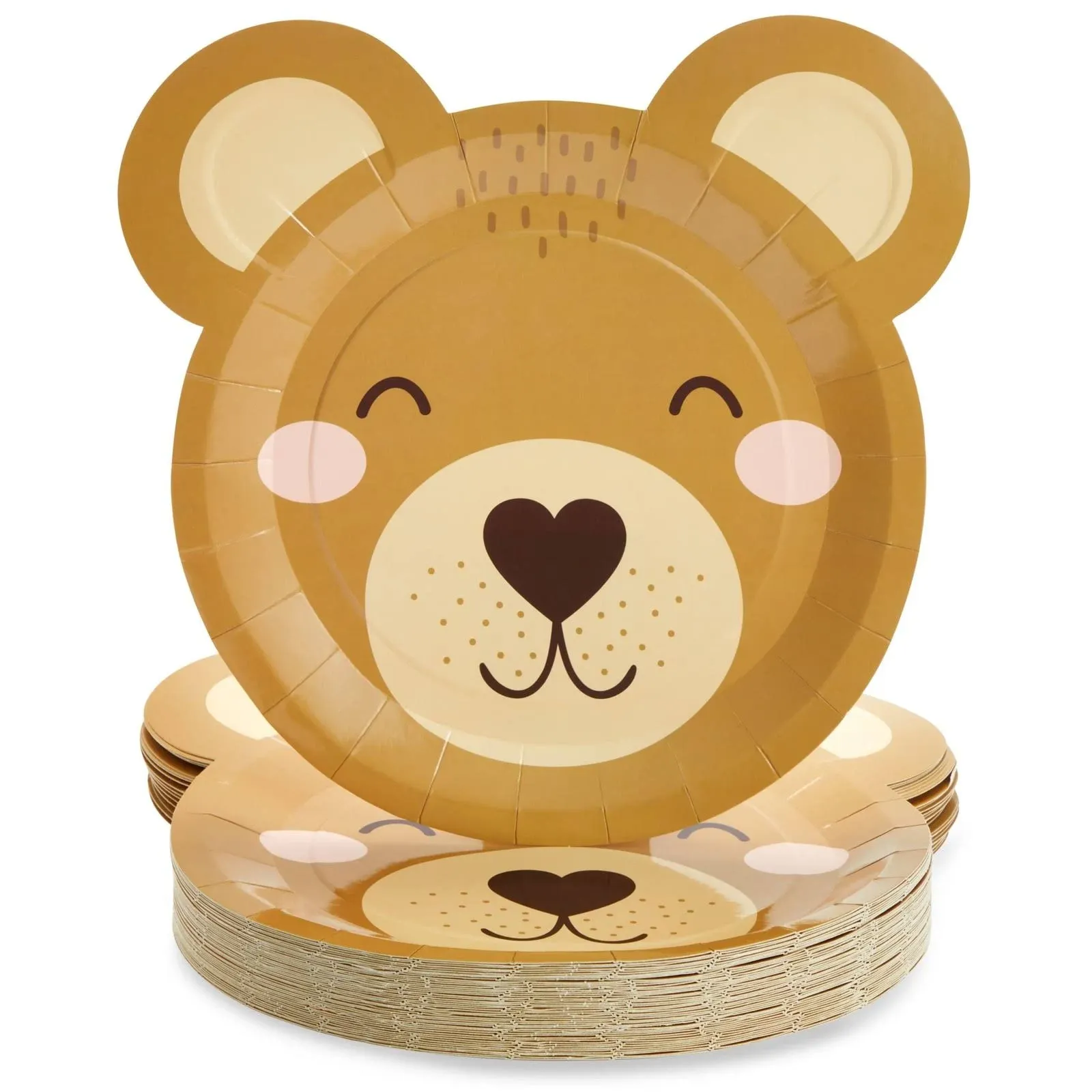 48-Pack Teddy Bear Paper Plates for Baby Shower Decorations (11X11 in)