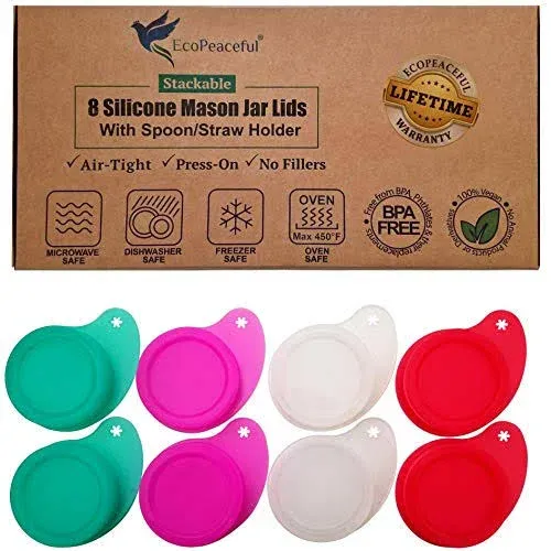 EcoPeaceful 8 Silicone Mason Jar Lids