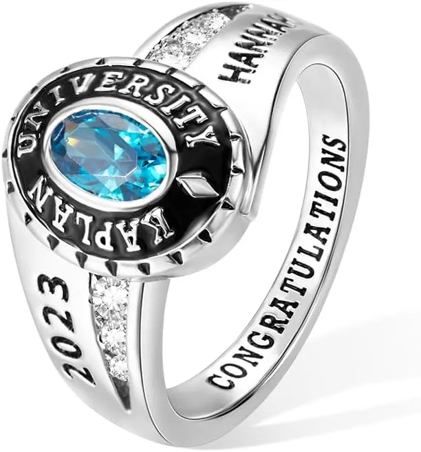 Custom School Class Ring, Jewelry for Woman, Sterling Silver 925 High School ...